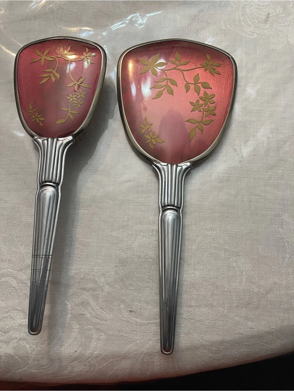ANTIQUE VICTORIAN PRINCESS VANITY SET W/ HAND MIRROR HAIRBRUSH